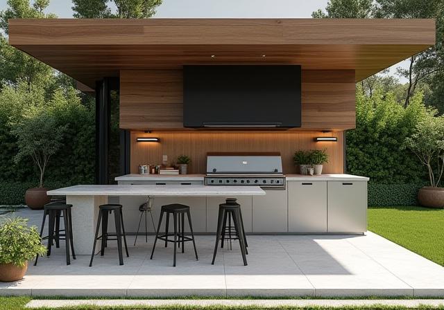 モダンで美しいアウトドアキッチンのデザイン